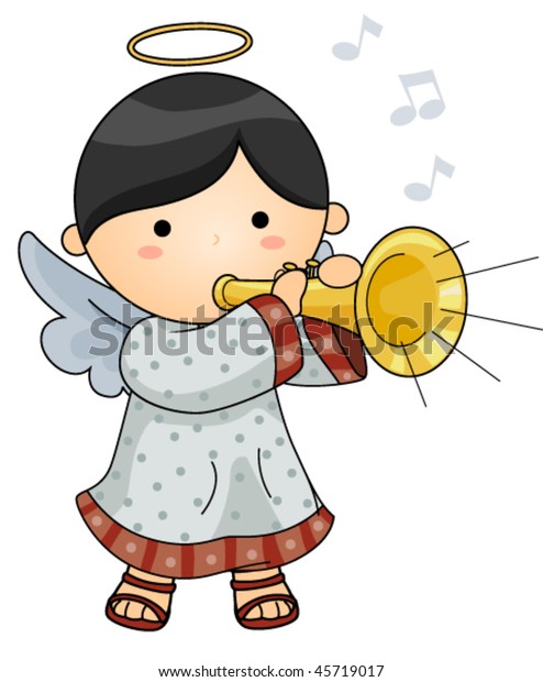 Cute Angel Blowing Horn Vector Stock Vector (Royalty Free) 45719017 ...