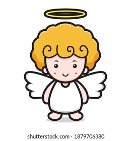 cute angel cartoon character smile face