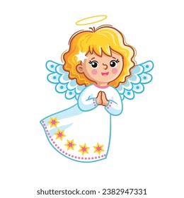 Сhristmas cute angel in cartoon style. Isolated vector illustration.