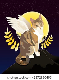 Cute angel cat illustration