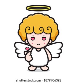 cute angel character with finger love pose. design isolated on white background