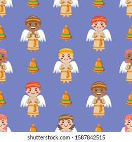 Cute angel christmas seamless pattern background, Endless texture for textile ,fabric , wallpaper, web page background, wrapping paper and etc..Endless texture