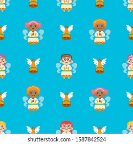 Cute angel christmas seamless pattern background, Endless texture for textile ,fabric , wallpaper, web page background, wrapping paper and etc..Endless texture