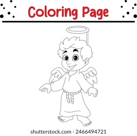 cute angel coloring book page for adults and kids
