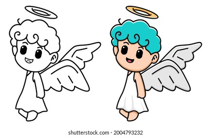 Cute angel coloring page for kids