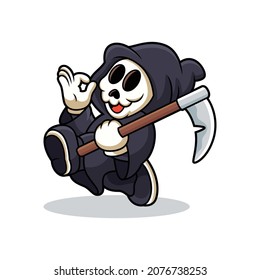 Cute angel of death with scythe cartoon