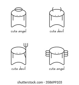 Cute angel and demon. Line icon. Vector isolated. A�vatars icons. linear style vector for social media or web site. Fun illustration.