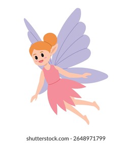 anjo bonito, fada de fantasia mosca, menina elfo pequeno com ilustração asa roxa