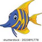 Cute Angel Fish aquatic animal vector cartoon illustration