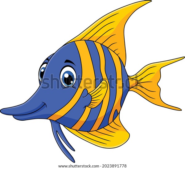 Cute Angel Fish Aquatic Animal Vector Stock Vector (Royalty Free ...