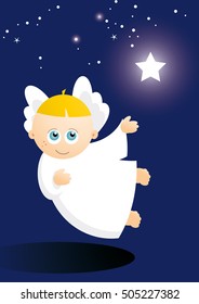 cute angel floating star