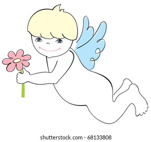 Cute angel with flower