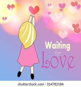 Cute angel girl with heart
