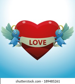 Cute Angel and heart, vector