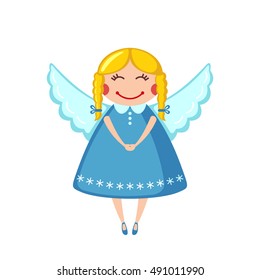 Cute angel icon in flat style isolated on white background. Vector illustration.