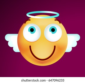Cute Angel Icon on Black Background. Isolated Vector Illustration 