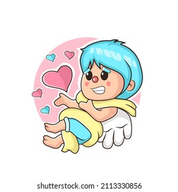 cute angel illustration design in valentine's day celebration.love and valentines day design concept.good design for printing,logo,sticker,picture and hoodie