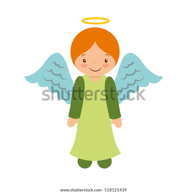 Cute Angel Manger Character Vector Illustration Stock Vector (Royalty ...