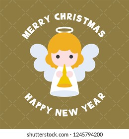 cute angel for merry christmas flat design poster