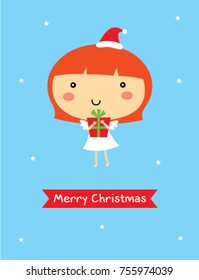 cute angel merry christmas greeting vector