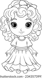 Cute Angel Outline for Creative Coloring illustration