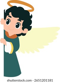 Cute Angel Peeking Cartoon Illustration peeking, Angle peeking