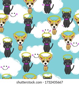 Cute Angel Pets Kids Pattern Seamless