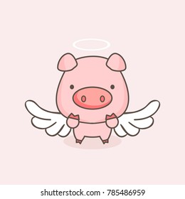 cute angel pig cartoon. 