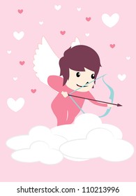 cute angel with pink background