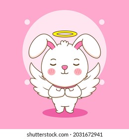 Cute angel rabbit character cartoon design illustration