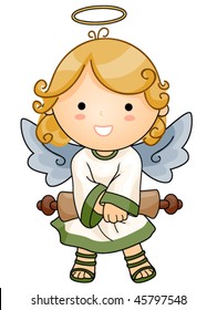 Cute Angel with Scroll - Vector