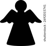 Cute angel silhouette vector Isolated.
Simple angel silhouette icon.
Angel template.
Transparent background.