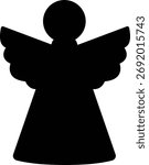 Cute angel silhouette vector Isolated.
Simple angel silhouette icon.
Angel template.
Transparent background.