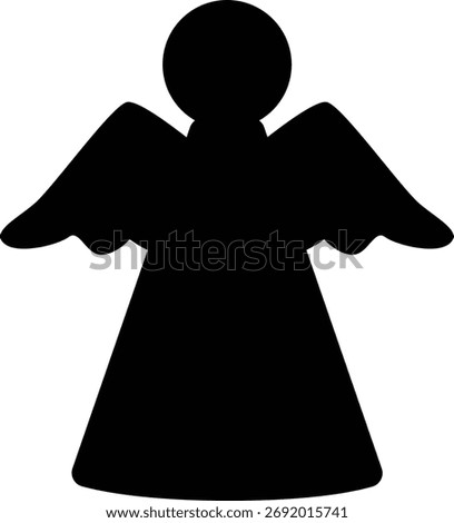 Cute angel silhouette vector Isolated.
Simple angel silhouette icon.
Angel template.
Transparent background.