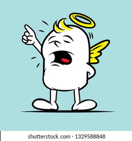 Cute angel talking wisely.Cartoon character vector illustration.  