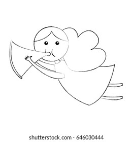 cute angel with trumpet manger character