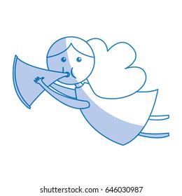cute angel with trumpet manger character