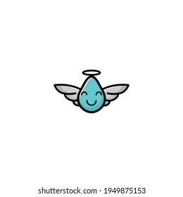 Cute Angel Water Cartoon Character Vector Illustration Design. Outline, Cute, Funny Style. Recomended For Children Book, Cover Book, And Other.