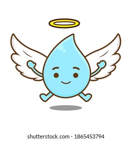 Cute angel water character illustration. Vector illustration of chibi character isolated on white background.