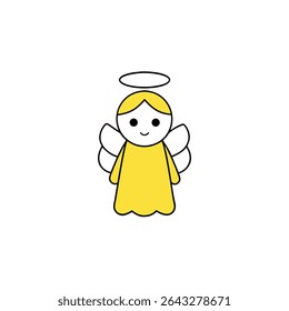 a cute angel with white wings yellow halo