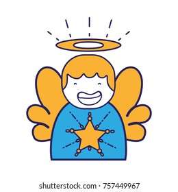 cute angel with wings and aureole design