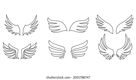 Cute angel wings set,  winged, object, spirit, element