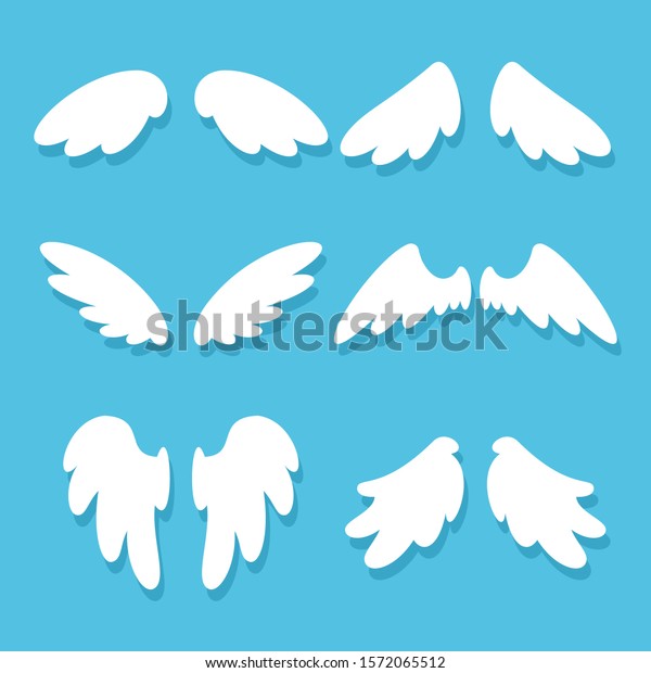 Cute Angel Wings Vector Cartoon Set Stock Vector (Royalty Free) 1572065512