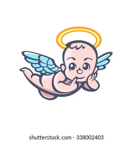 Cute Angel with wings - Vector Illustration picture art 