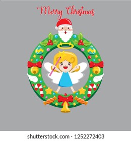 Cute Angel with wreath, Flat Design Style Eps 10. 2