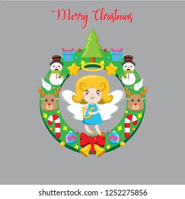 Cute Angel with wreath, Flat Design Style Eps 10. 6