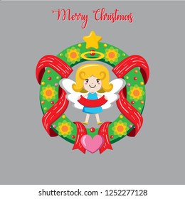 Cute Angel with wreath, Flat Design Style Eps 10. 8