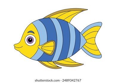 Cute angelfish cartoon vector for print and digital use – perfect for kids' designs and decor.