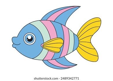 Cute angelfish cartoon vector for print and digital use – perfect for kids' designs and decor.