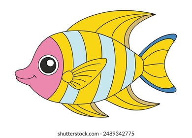 Cute angelfish cartoon vector for print and digital use – perfect for kids' designs and decor.